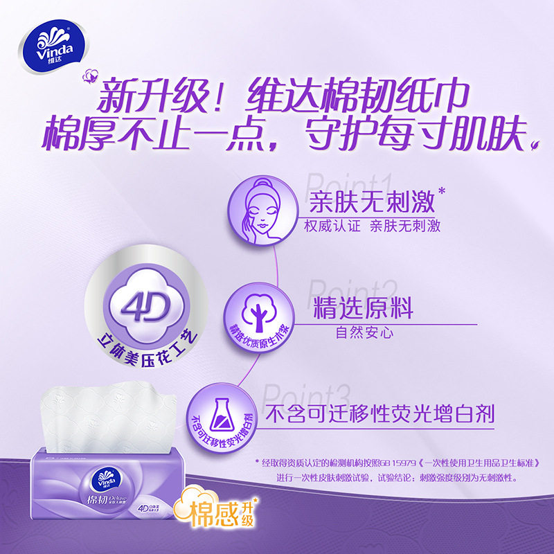 维达Vinda棉韧抽纸3包立体美纸巾3层S码90抽卫生纸纸巾餐巾纸抽纸,淘宝优惠券,粉丝福利购,淘宝优惠卷