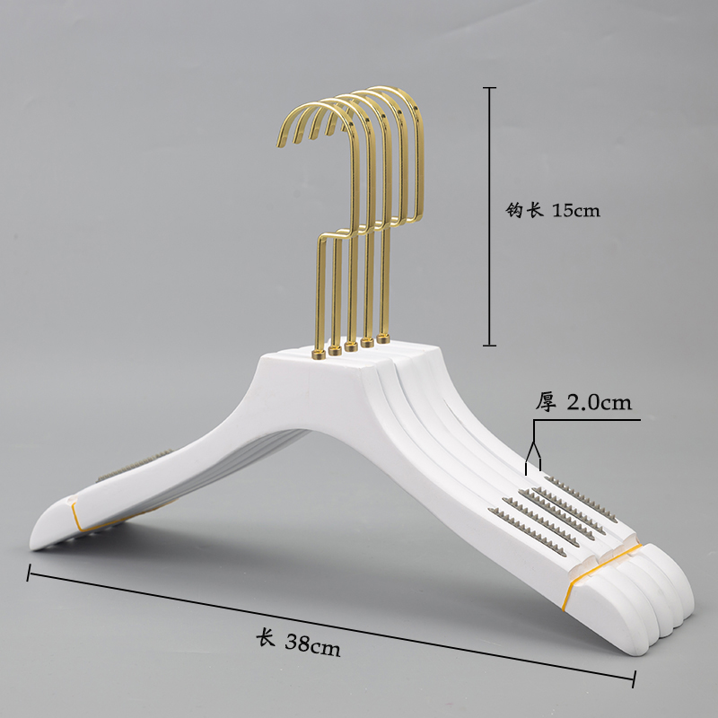 白色实木挂衣架女装防滑衣撑服装店专用衣挂定制LOGO木质裤架婚纱-图2