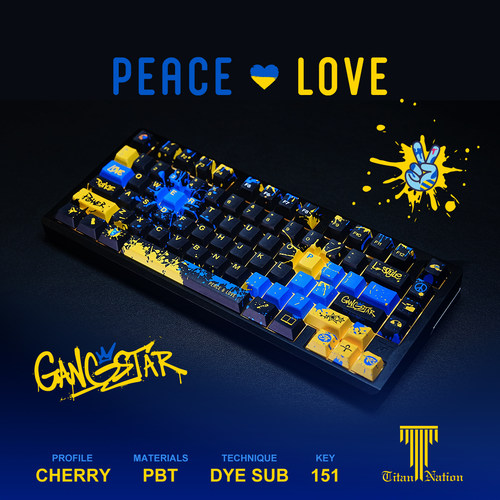 泰坦国度PEACE&LOVE主题键帽151键PBT原厂高度街头涂鸦风键盘键帽 - 图0