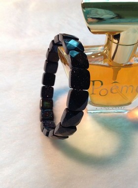 天然水晶蓝色刻面闪亮手链