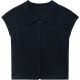 Polo lapel ແຂນສັ້ນ linen knitted cardigan ເສື້ອທີເຊີດແມ່ຍິງ