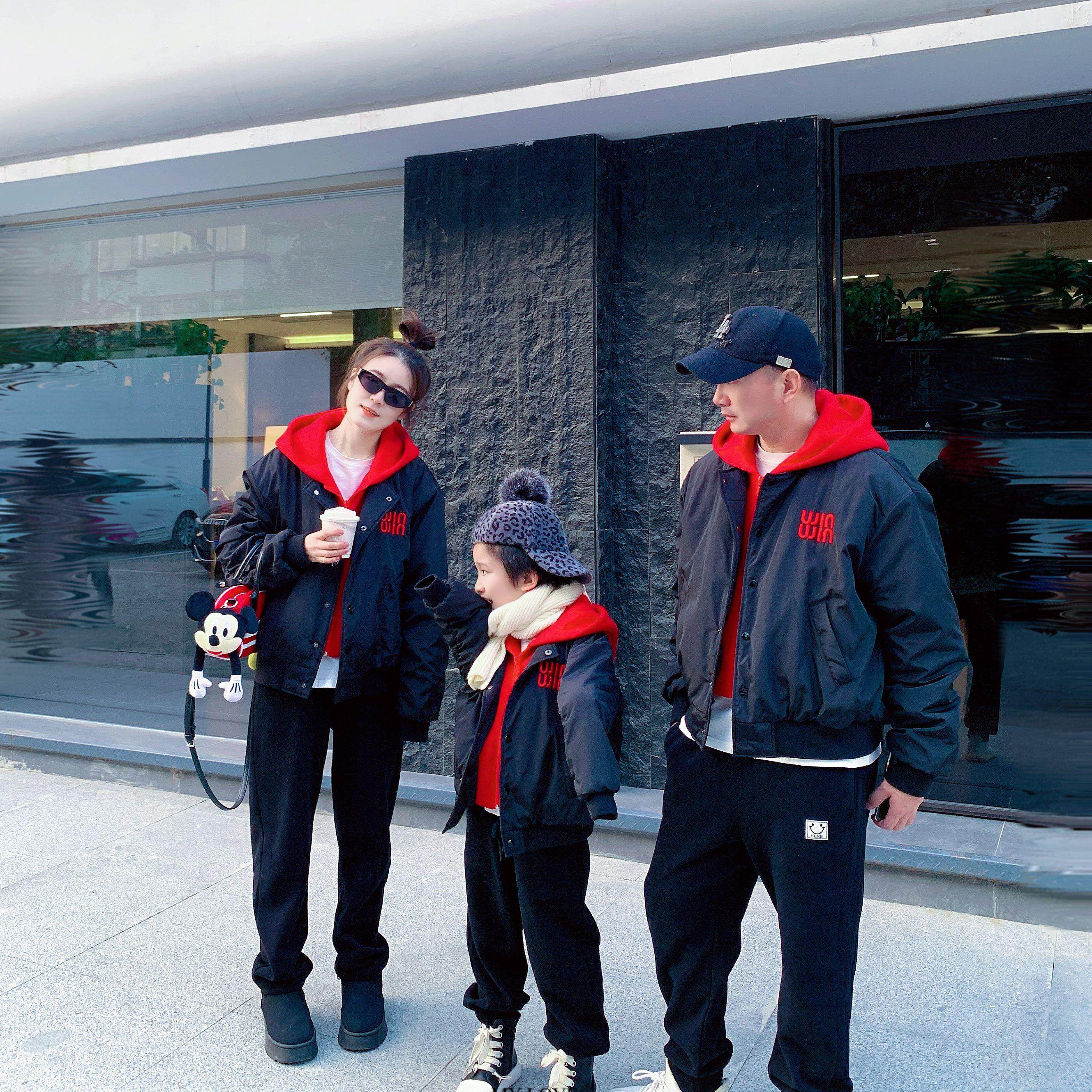 亲子装秋冬新款加厚棉衣外套一家三口母子母女红色连帽棉服棒球服,淘宝优惠券,粉丝福利购,淘宝优惠卷