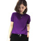 Knitted thin base shirt European goods 2024 summer ice silk half height round neck T-shirt short sleeved women's outerwear top trend