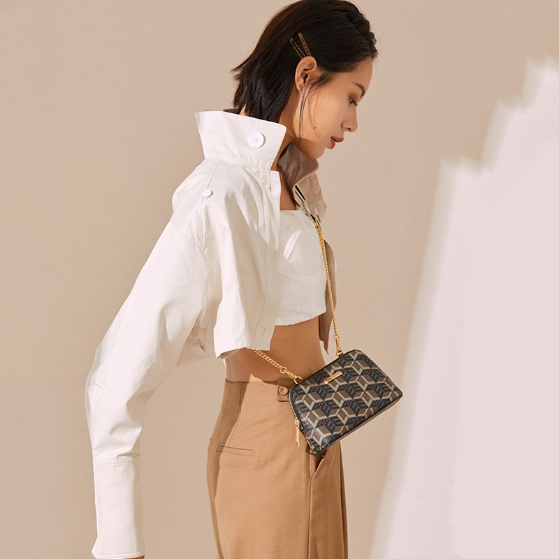 elle经典复古质感潮流老花贝壳包 elle箱包女士包袋