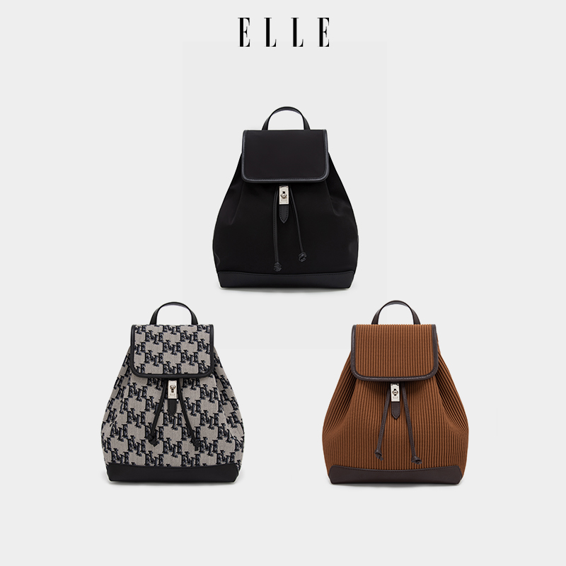 elle女包2023新款休闲旅行感双肩包 elle箱包双肩背包