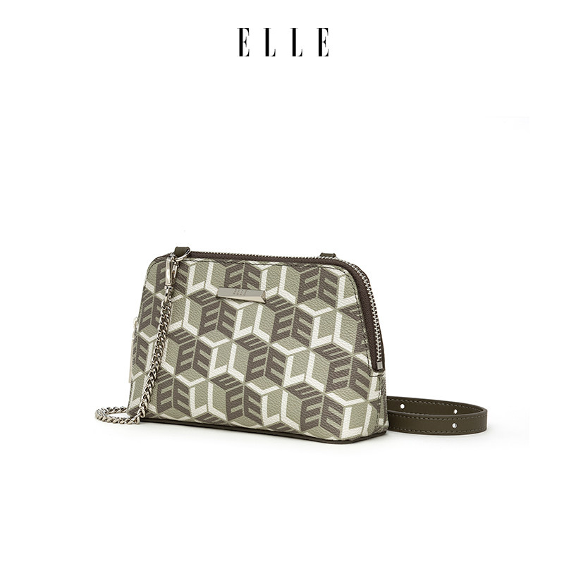 elle经典复古质感潮流老花贝壳包 elle箱包女士包袋