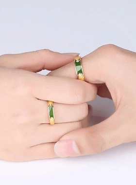 合金戒指 【2025新款】绿色戒指男女情侣指环可调节轻奢时尚不掉