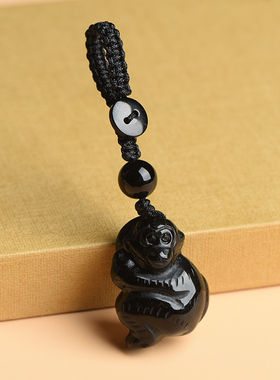 男女款黑曜石生肖猴钥匙扣