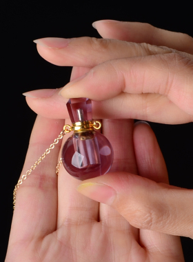 天然紫水晶香薰瓶精油招桃花项坠