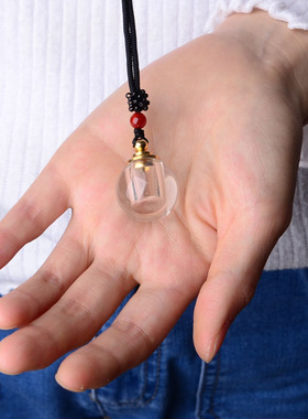 天然白水晶吊坠朱砂许愿瓶可打开