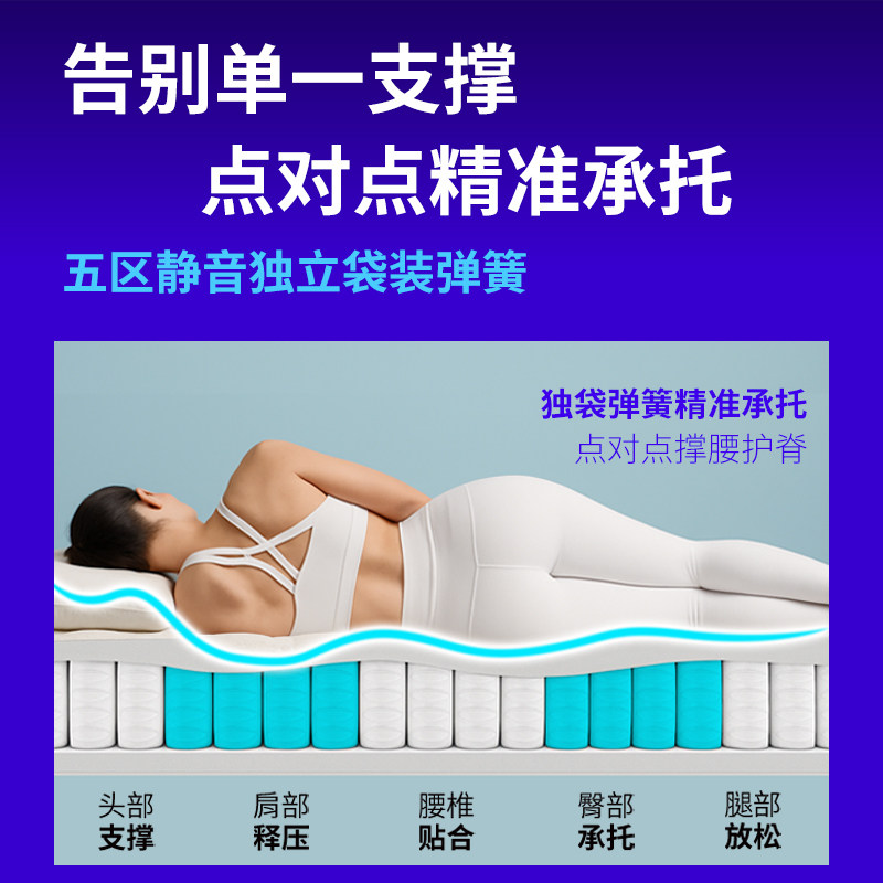 【门店同款】穗宝凝胶记忆棉独袋弹簧23cm厚双人席梦思床垫 睿承,淘宝优惠券,粉丝福利购,淘宝优惠卷