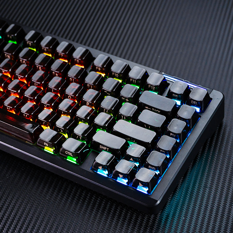 狼蛛全透明键帽132键大全套冰块键帽侧刻黑透原厂高度客制化PBT