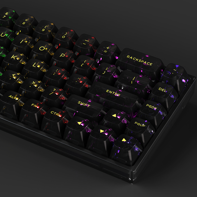 狼蛛全透明键帽132键大全套冰块键帽侧刻黑透原厂高度客制化PBT