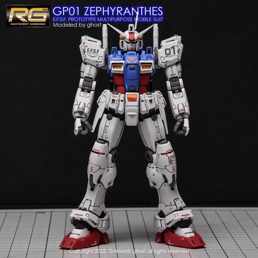 炎 GHOST版 RG 1/144 RX-78 GP01 高达试作1号机 陆战型 荧光水贴 - 图1