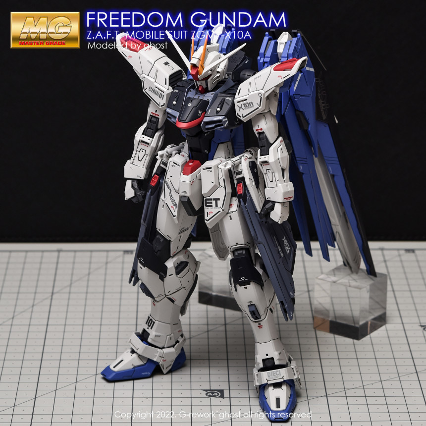 炎 GHOST版 MG 1/100自由2.0荧光水贴 ZGMF-X10A高达模型水帖-图1