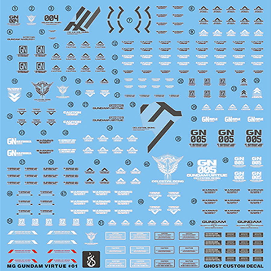炎 GHOST版 MG Virtue GN-005德天使+娜德雷 德胖子高达 荧光水贴 - 图2