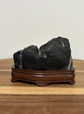 天然灵璧石山形摆件 磬石山峰 原石无修 书桌茶桌办公桌石头摆件