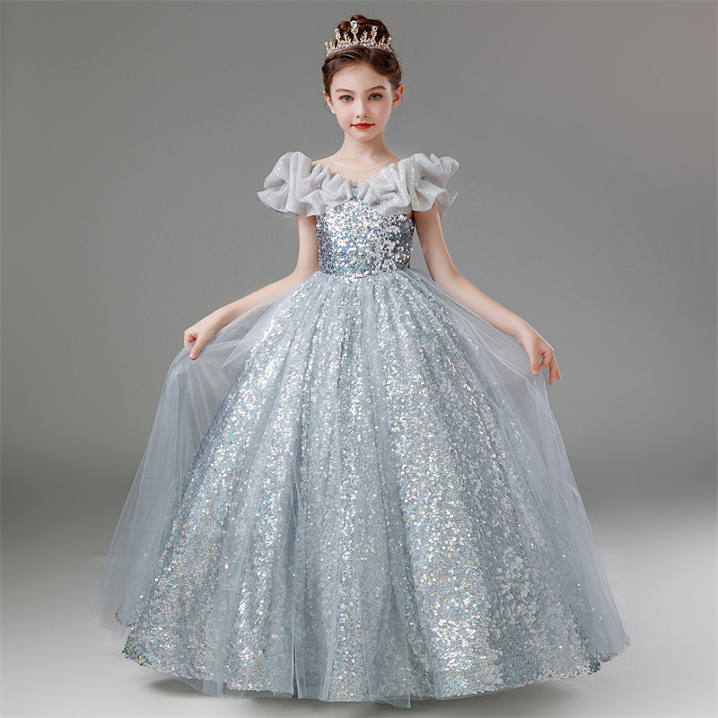 儿童礼服主持人亮片闪亮生日女童公主裙模特走秀钢琴演出服高级感,淘宝优惠券,粉丝福利购,淘宝优惠卷