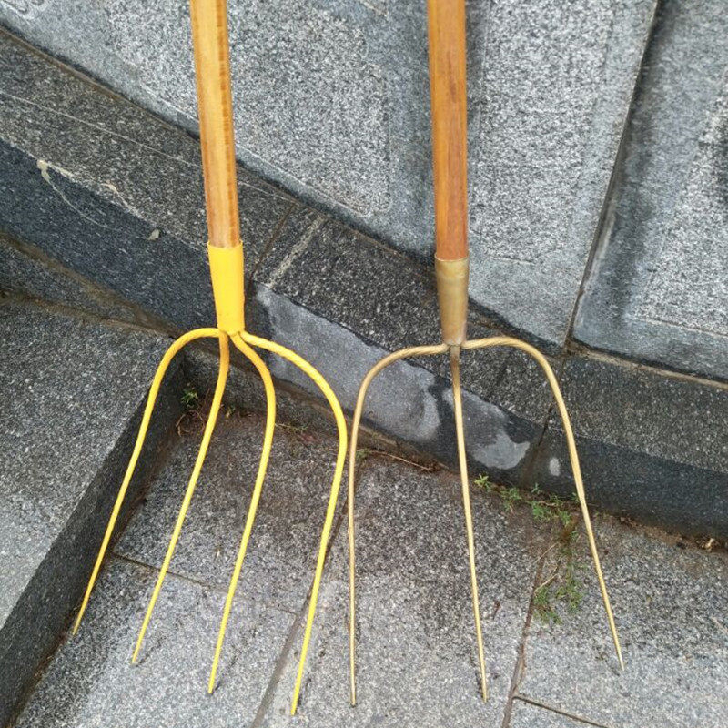 农用大铁叉草叉大号钢叉实心三股铁叉四股铁叉园艺工具垃圾叉包邮_虎窝淘
