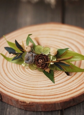 森系婚礼永生花植物戒指