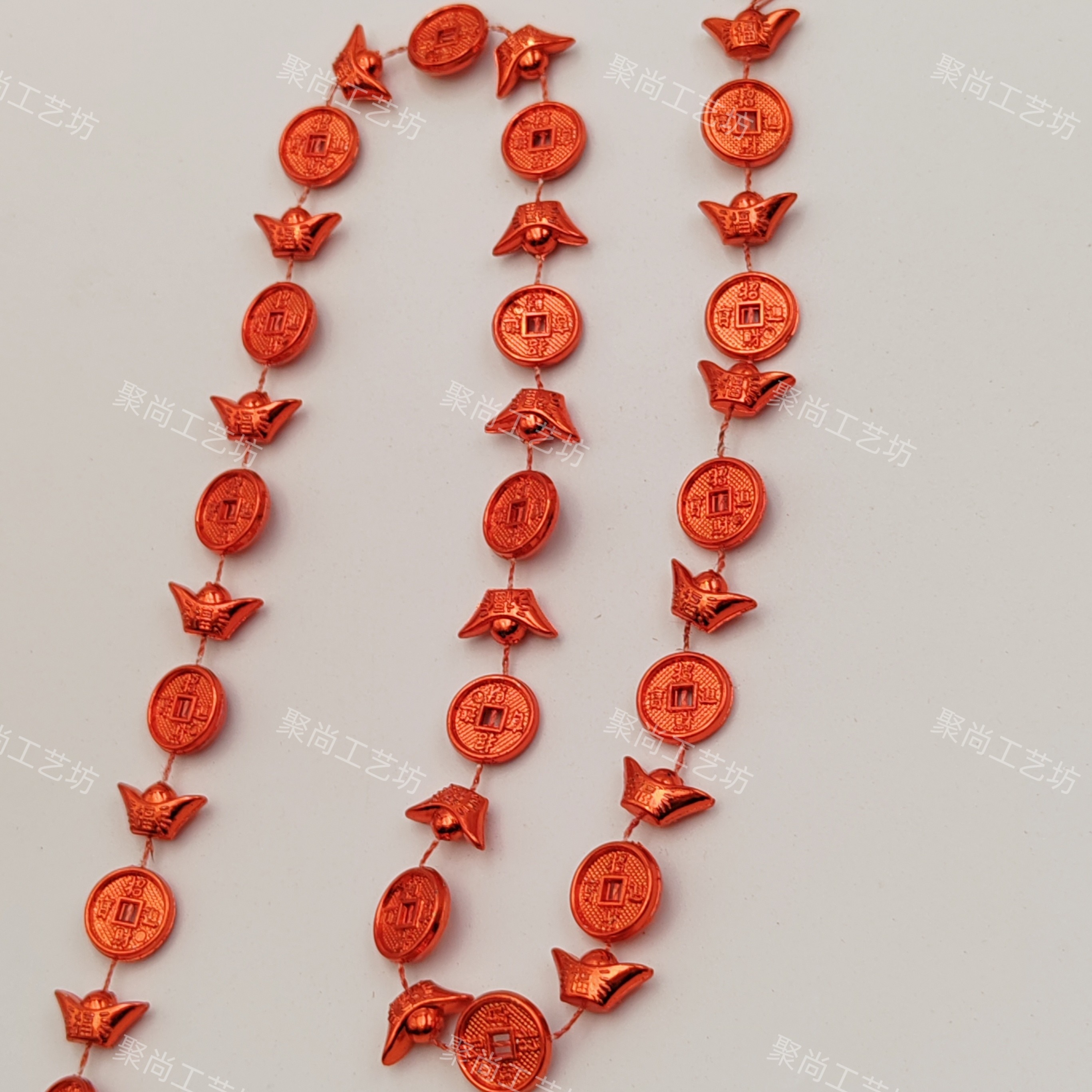 16mm元宝铜钱链 中秋工艺品高颜值节庆用品折塔装饰吊珠花边,淘宝优惠券,粉丝福利购,淘宝优惠卷