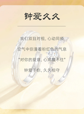 「钟爱久久」情侣对戒999纯银戒指男女款高级轻奢生日礼物送女友