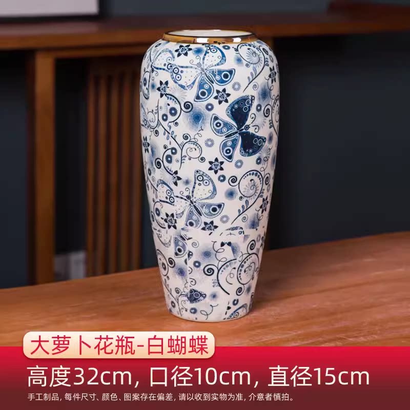 欧式轻奢橙色陶瓷花瓶摆件创意客厅玄关干花仿真花插花花艺术装饰
