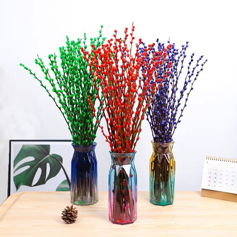 银柳玻璃花瓶摆件客厅插花水培绿植物马醉木富贵竹子干花雪柳专用