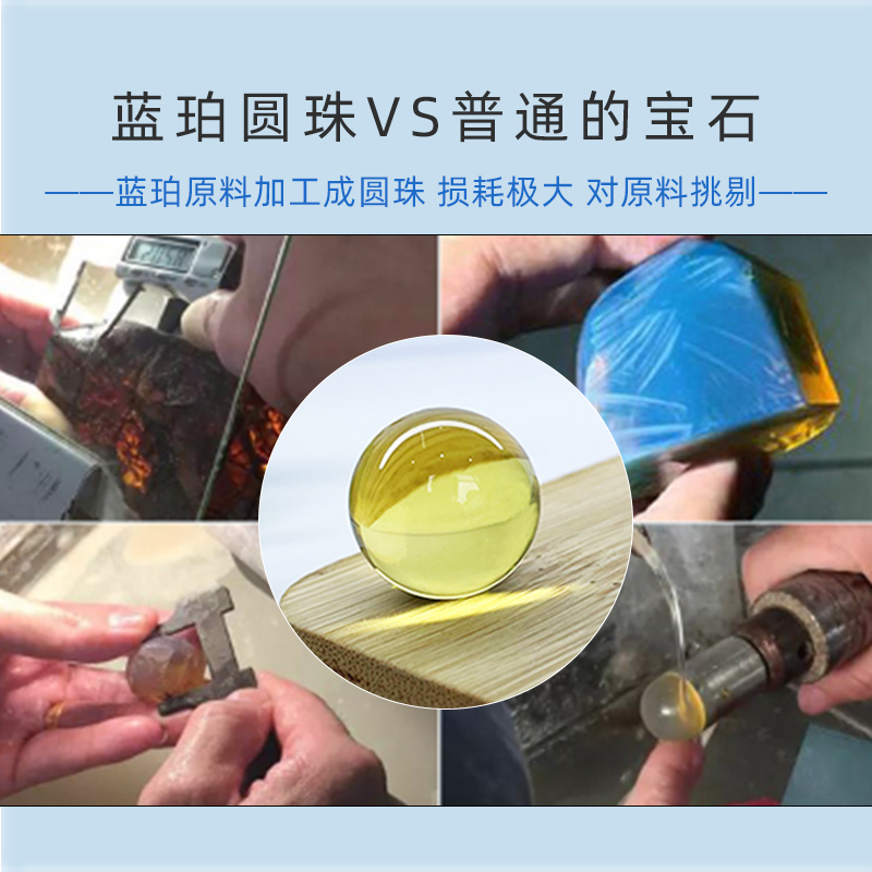 琥珀真蜜蜡手串散珠5A净水墨西哥蓝珀圆珠纯天然配珠单颗5-20mm - 图2