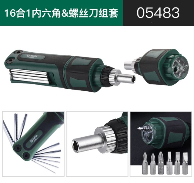 SATA Tools 8-in-1 Hexagon & Screwdriver Set Folding Portable Hexagon 05566
