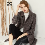 邢氏 Длинная осенняя куртка, лонгслив, шерстяное пальто, большой размер, средней длины, городской стиль, яркий броский стиль, по фигуре