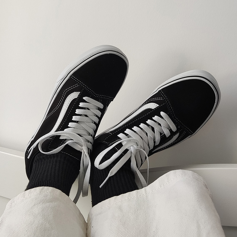 VANS OLD SKOOL黑白色经典款OS男女帆布低帮休闲板鞋VN000D3HY28 - 图1