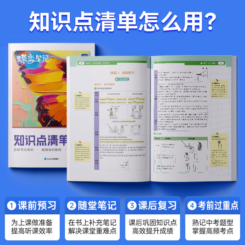 蝶变化学知识点清单 一本用三年全国通用笔记查缺补漏中考复习思维汇总高频考点总结提分初一二三七八九年级教辅资料真题解析考纲