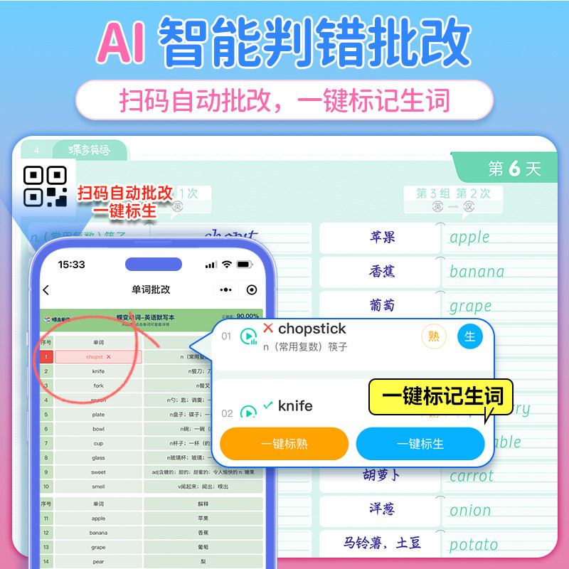 【官方正版】2026蝶变小学英语必背1000词+默写本 小学一二三四五六年级英语语法单词汇总表速记训练艾宾浩斯记忆法入门自学零基础