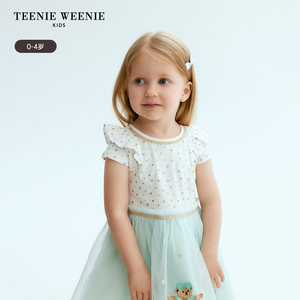 TeenieWeenie Kids小熊童装24年夏新款女宝宝星星满印网纱连衣裙