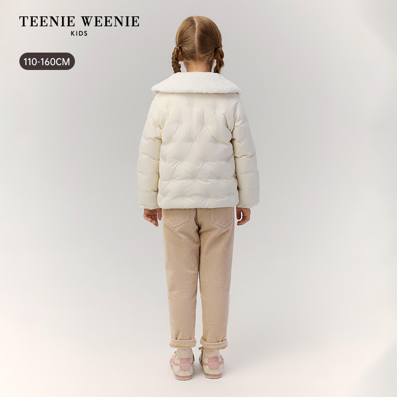TeenieWeenie Kids小熊童装25年新款冬女童仿兔毛翻领刺绣羽绒服 - 图2