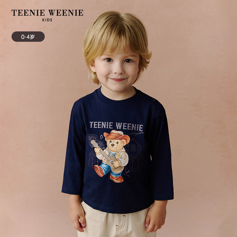 TeenieWeenie Kids小熊童装25年新款男宝宝休闲风印花长袖T恤衫,淘宝优惠券,粉丝福利购,淘宝优惠卷