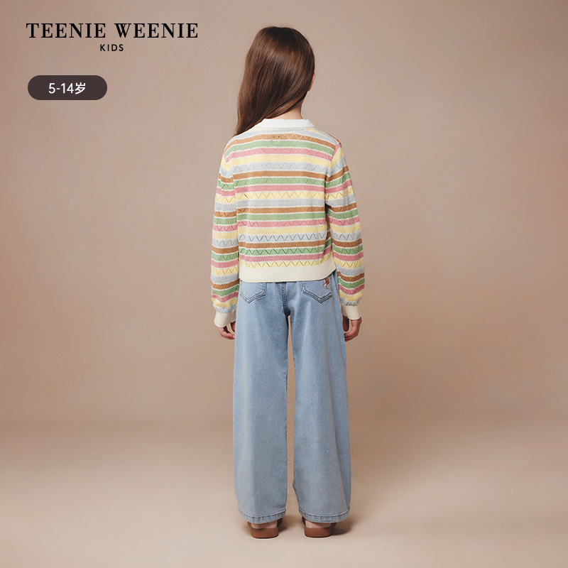 TeenieWeenie Kids小熊童装24夏季款女童复古风格休闲牛仔长裤-图2