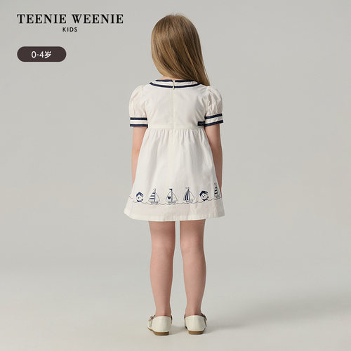 TeenieWeenie Kids小熊童装时尚舒适女宝宝甜美海军风方领连衣裙 - 图2