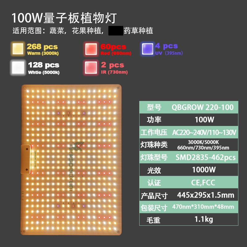 量温大室板子全植物生长灯棚led补光灯多肉谱绿植光花卉蔬菜月季