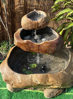 天然石鱼缸造景流水摆件花园庭院