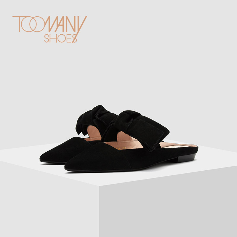 toomanyshoes旗舰店Toomanyshoes女鞋春夏新品Blues蝴蝶结一字带浅口平底穆勒鞋1