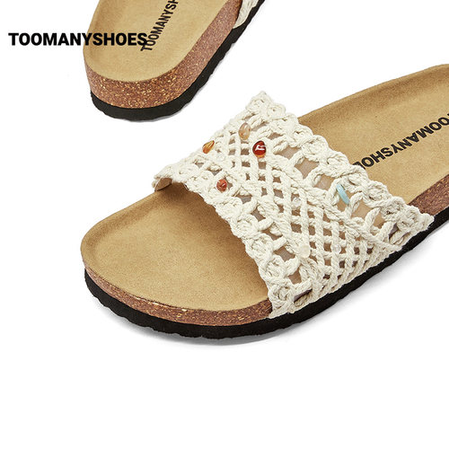 Toomanyshoes26夏新款沙滩小憩休闲度假风编织拖鞋软底沙滩鞋女 - 图3