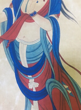 仿古玩收藏古董国画名家字画中堂画横幅四条屏客厅装饰画观音大士