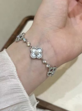 普陀山四叶草满钻转运手链女款