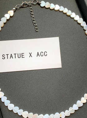 天然贝母爱心锁骨链高级感