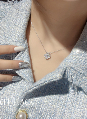 轻奢锆石女纯银幸运锁骨链