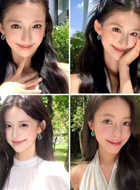 2026新款猪鼻子绿松石圆圈圈耳环