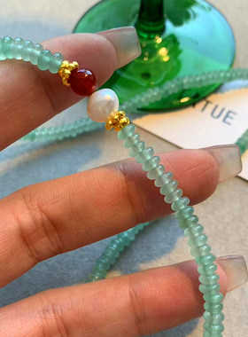 潮风项链女天然绿翡翠锁骨链