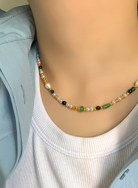 小众设计复古油画感项链女手工